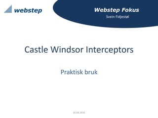 Webstep Fokus 
Svein Fidjestøl 
Castle Windsor Interceptors 
Praktisk bruk 
16.04.2010 
 