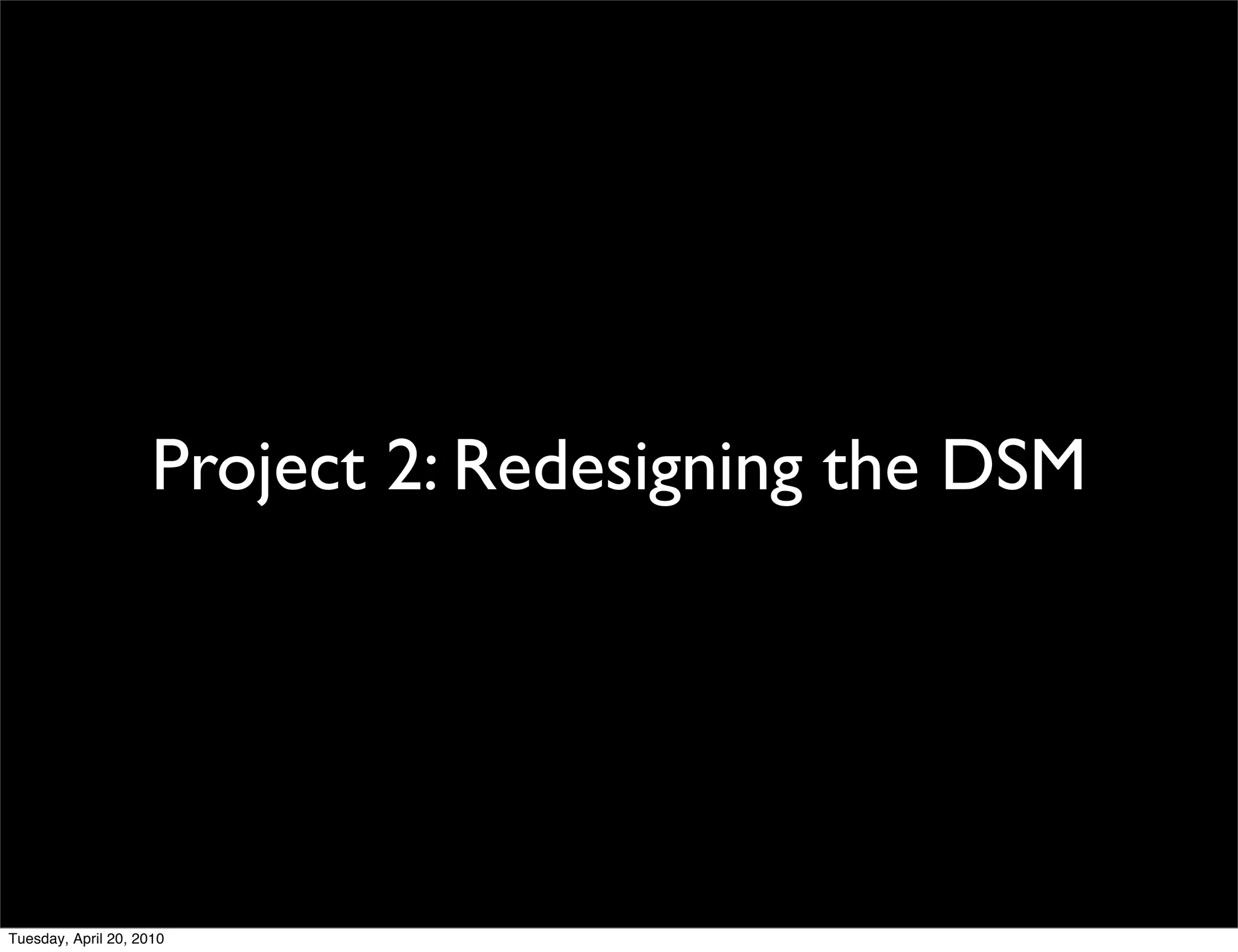 Project 2: Redesigning the DSM




Tuesday, April 20, 2010
 