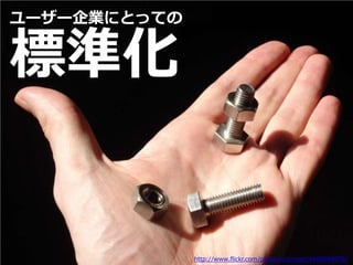 ユーザー企業にとっての


標準化


              http://www.flickr.com/photos/cocreatr/4440894876/
 