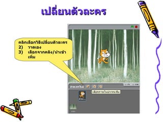 เปลี่ยนตัวละคร คลิกเลือกวิธีเปลี่ยนตัวละคร  วาดเอง เลือกจากคลัง / นำเข้าเพิ่ม 