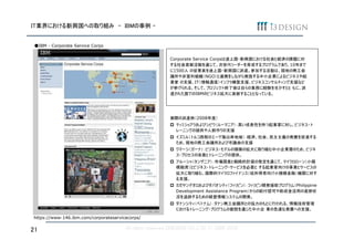 IT業界における新興国への取り組み – IBMの事例 -


 ●IBM - Corporate Service Corps


                                                           Corporate Service Corpsは途上国・新興国における社会と経済の課題に対
                                                           する社会貢献活動を通じて、次世代リーダーを育成するプログラムであり、10年まで
                                                           に1500人 の従業員を途上国・新興国に派遣。参加する活動は、現地の商工会
                                                           議所や非営利組織（NGO）と連携をしながら実施する中小企業によるビジネスや起
                                                           業家 の支援、IT（情報通信）インフラ構築支援、ビジネスコンサルティング支援など
                                                           が挙げられる。そして、プロジェクト終了後は自らの業務に経験を生かすとと もに、派
                                                           遣された国でのIBMのビジネス拡大に貢献することとなっている。




                                                           実際の派遣例（2008年度）
                                                             ティミショアラおよびシビウ（ルーマニア）：高い成長性を持つ起業家に対し、ビジネス・ト
                                                             レーニングの提供や人脈作りの支援
                                                             イズミル（トルコ西部のエーゲ海沿岸地域）：経済、社会、民主主義の発展を促進する
                                                             ため、現地の商工会議所および市議会の支援
                                                             クマーシ（ガーナ）：ビジネス・モデルの規模の拡大に取り組む中小企業層のため、ビジネ
                                                             ス・プロセスの改善とトレーニングの提供。
                                                             アルーシャ（タンザニア）：市場調査と戦略的計画の策定を通じて、マイクロローン（小規
                                                             模融資）とビジネス・トレーニング・サービスを必要と する起業家向けの事業とサービスの
                                                             拡大に取り組む、国際的マイクロファイナンス（低所得者向け小規模金融）機関に対す
                                                             る支援。
                                                             カガヤンデオロおよびダバオシティ（フィリピン）：フィリピン開発援助プログラム（Philippine
                                                             Development Assistance Program）からの給付認可や助成金活用の進捗状
                                                             況を追跡するための経営情報システムの開発。
                                                             ダナンシティ（ベトナム）：ダナン商工会議所との協力のもとに行われる、情報技術管理
                                                             におけるトレーニング・プログラムの創設を通じた中小企 業の急速な発展への支援。

https://www-146.ibm.com/corporateservicecorps/


21                                     All rights reserved I3DESIGN CO.,LTD. ©, 2005-2010
 