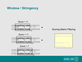 PTHPL ASKTQILPEDLA SEDLTI PTHPL AGERAIGLARLA EEDFGM Score = 7  PTH PLASKTQILPED LASEDLTI PTH PLAGERAIGLAR LAEEDFGM Score = 11  Matrix: PAM250 Window = 12  Stringency = 9 Scoring Matrix Filtering PTHP LASKTQILPEDL ASEDLTI PTHP LAGERAIGLARL AEEDFGM Score = 11  Window / Stringency 