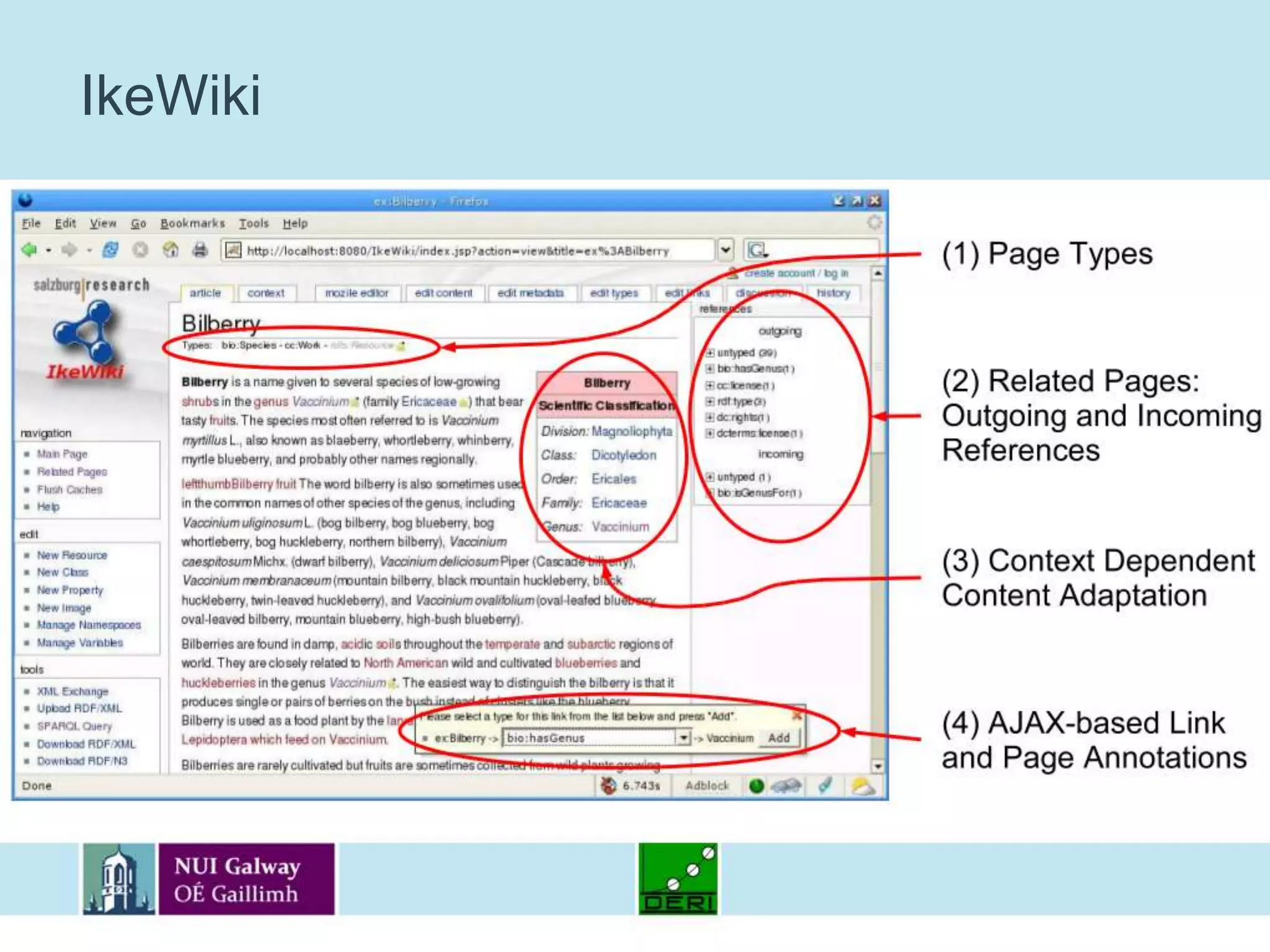 One possible output from a SMW query