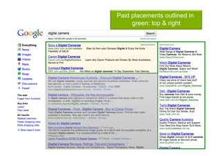 Paid placements outlined in
     green: top & right
 
