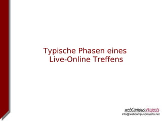 Typische Phasen eines
 Live-Online Treffens




                   info@webcampusprojects.net
 