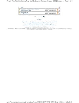 Article : Top Tips For Getting Your Staff To Improve Customer Service - CRM, Contact ... Page 4 of 4



                                           Staff"
                                           Today's Tip Of The Day - "Training Sweetener"                                    Mon, Apr, 19 2010 5:30 PM EST

                                           Taking Pride in your Work                                                        Mon, Apr, 19 2010 6:58 AM EST

                                           Profiling New Hires                                                              Mon, Apr, 19 2010 6:58 AM EST

                                           Team Developement                                                                Mon, Apr, 19 2010 6:58 AM EST


                                                                                                1 2 3 4 5 6


                                                                                               -Back To Top-

                                              | Request Information from CRM & Contact Center Suppliers | About ContactCenterWorld |
                                                            | Advertise CRM & Contact Center Solutions | Link to this site |
                                                      | Submit CRM and Contact Center Content | Contact Us | Privacy Policy |
                                                  | Recommend this site to other CRM & Contact Center Professionals | Disclaimer |

                                                                                ©ContactCenterWorld.com 1999-2010
                                                      The Global Support Organization For Contact Center Professionals & the place for information on:
Internet Telephony (IP), IVR, Knowledge Management (KM), Metrics, Multimedia Contact Center, Offshore Outsourcing, On Hold, Outsourcing, Predictive Dialers, Quality Monitoring, Recruitment, Self Service, Speech
                                                              Recognition, Telemarketing, Virtual Contact Center, VoIP, Web Chat, Work at Home




http://www.contactcenterworld.com/static/ar/ar_%7B3021E373-692F-4C59-9BA6-15D6A... 5/26/2010
 