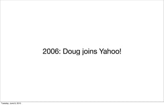 2006: Doug joins Yahoo!




Tuesday, June 8, 2010
 