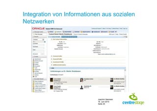 Integration von Informationen aus sozialen
Netzwerken




                            Joachim Niemeier
                            16. Juni 2010
                            Seite 25
 