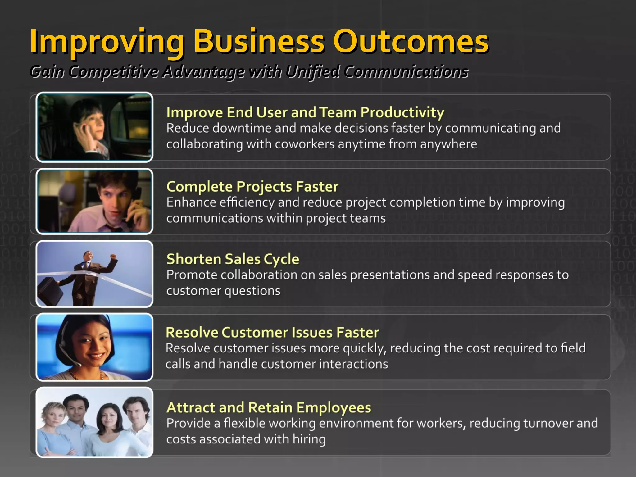 Improving Business Outcomes  Gain Competitive Advantage with Unified Communications  