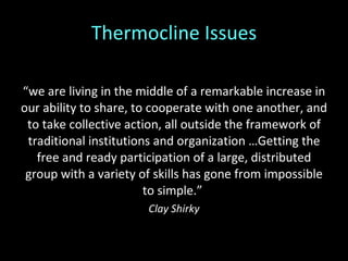 The strategy talks about an updated digital
                    experience, a new learning model that helps
                    people with their "lifelong learning journeys,"
                    and the creation of a Smithsonian Commons—
                    a new part of our digital presence dedicated to
                    stimulating learning, creation, and innovation
                    through open access to Smithsonian research,
                    collections and communities.




http://smithsonian-webstrategy.wikispaces.com/
 