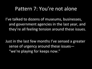 Balancing autonomy and control within the
                    Smithsonian.rt of our digital presence
                    dedicated to stimulating learning, creation,
                    and innovation through open access to
                    Smithsonian research, collections and
                    communities.




http://smithsonian-webstrategy.wikispaces.com/
 
