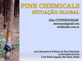 PINE CHEMICALS SITUAÇÃO GLOBAL Alex CUNNINGHAM  alexcunn@gmail.com areldorado.com.ar 2010 Encontro & Webinar de Pine Chemicals 24 de Junho de 2010 L’Art Hotel Augusta, São Paulo, Brasil 