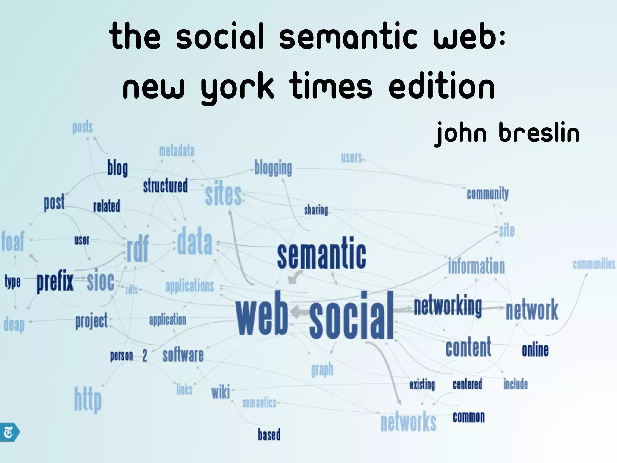 The social semantic web:
 new york times edition
                   John breslin
 