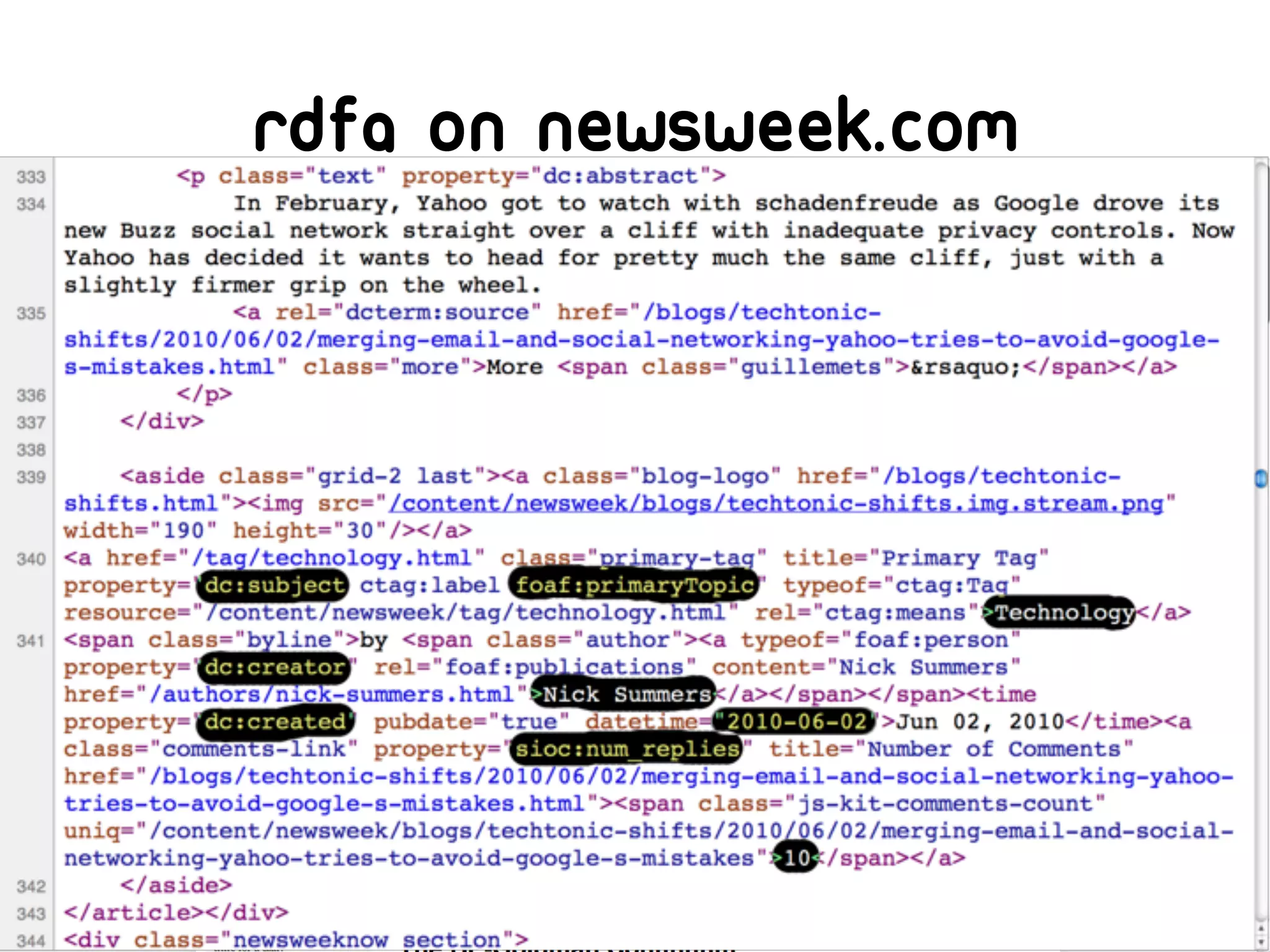 Rdfa on newsweek.com
 