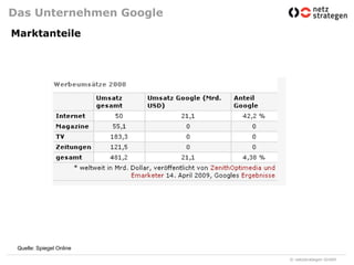 Das Unternehmen GoogleMarktanteileQuelle: Spiegel Online