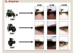 1. ถ่ายภาพ
             0 EV   -2 EV   +2 EV




   180°




   240°




   300°
                                    41
 