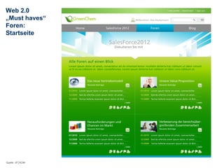 Web 2.0
„Must haves“
Foren:
Startseite       15.03.13   50




Quelle: JP│KOM
 