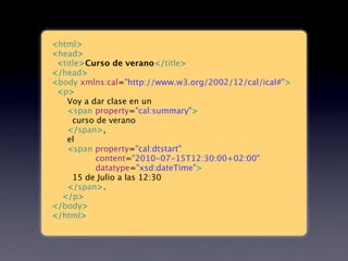 <html>
<head>
 <title>Curso de verano</title>
</head>
<body xmlns:cal="http://www.w3.org/2002/12/cal/ical#">
 <p>
   Voy a...