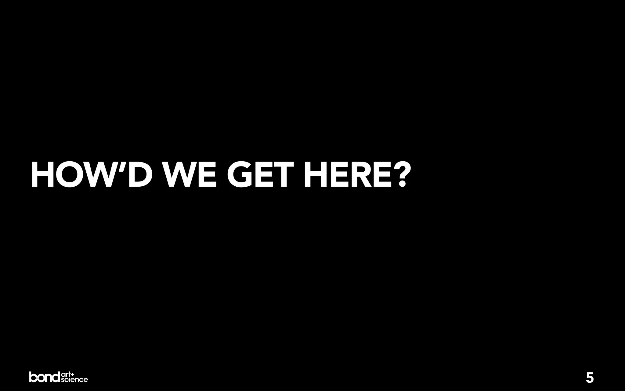 HOW’D WE GET HERE?




                     5
 