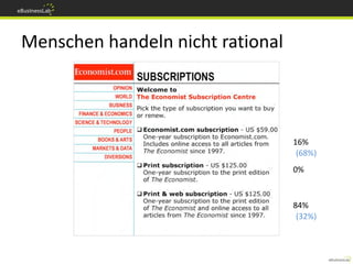 Menschen handeln nicht rational



                                  16%
                                   (68%)
                                  0%



                                  84%
                                   (32%)
 