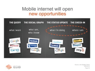 Page 32
Source: John Batelle, Wired
EDB 2010
Mobile internet will open
new opportunities
 