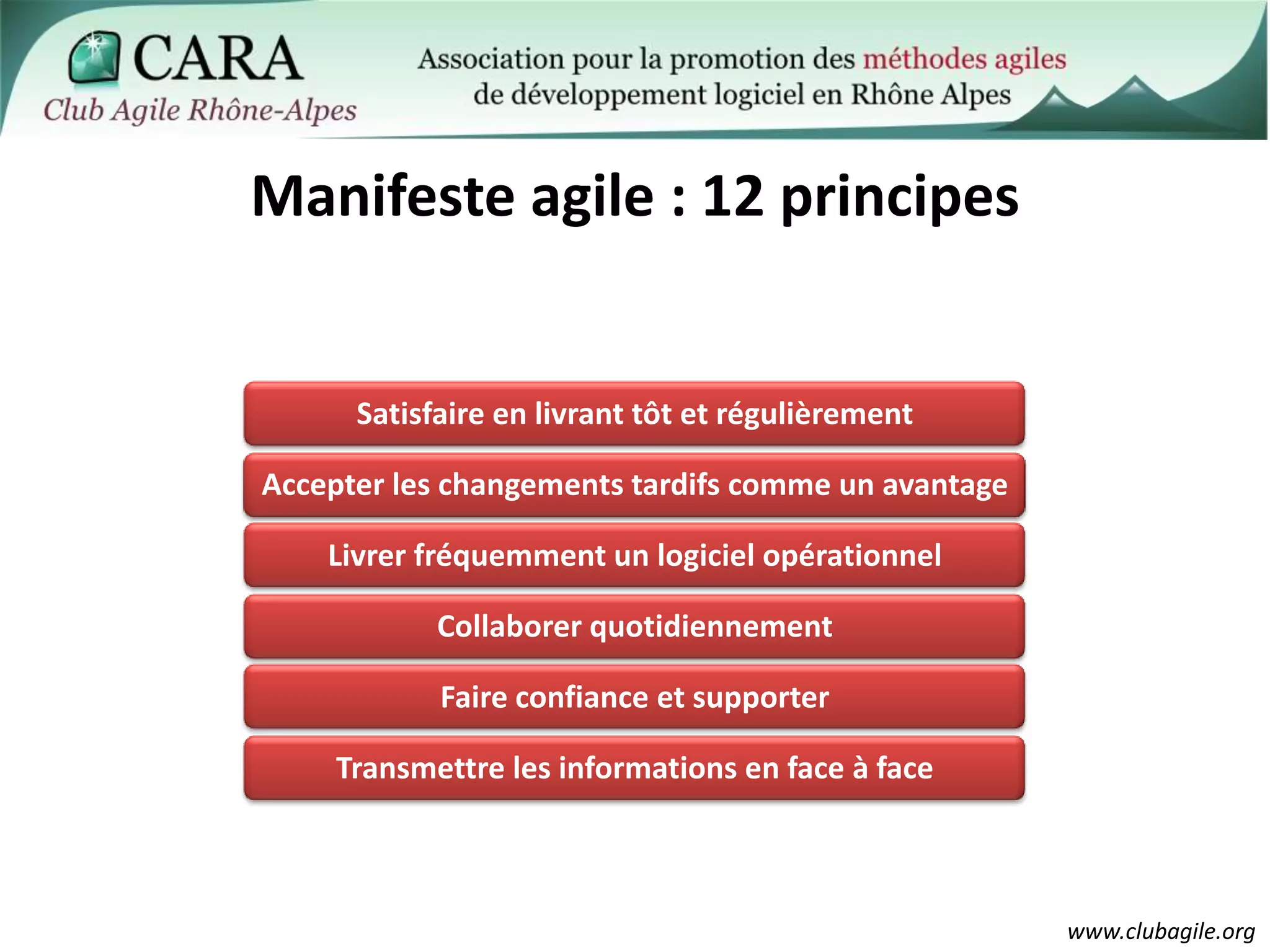 Manifeste agile : 12 principes