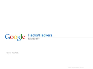 Hacks/Hackers September 2010 Chewy Trewhella 