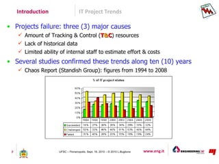 Introduction                    IT Project Trends

• Projects failure: three (3) major causes
      Amount of Tracking & ...