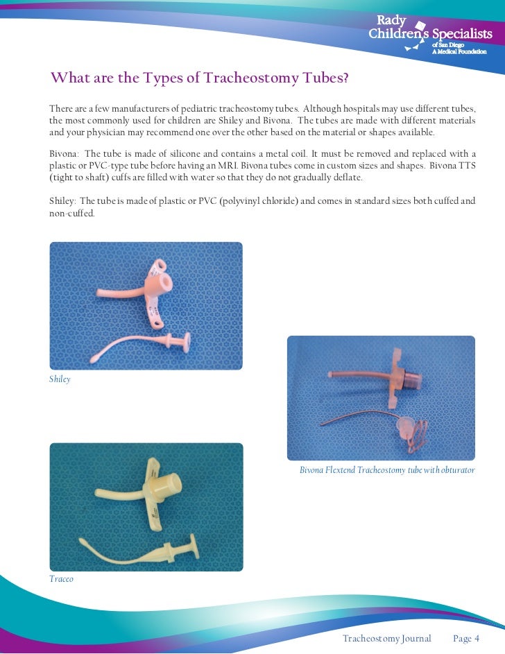 Types Of Tracheostomy Tubes