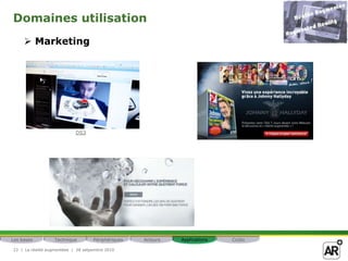 La réalité augmentéee  |  28 setpembre 201017Les périphériquesLentillesLunettesLes basesTechniquePériphériquesActeursApplicationsCoûts