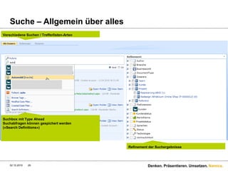 Die Einstiegsseite28.09.2010Denken. Präsentieren. Umsetzen.28Direkter Zugriff auf die Suche«Meine Projekte»