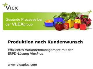 Produktion nach Kundenwunsch Effizientes Variantenmanagement mit der  ERPII-Lösung VlexPlus www.vlexplus.com 