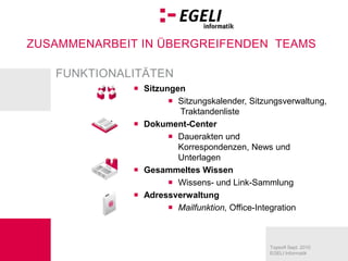 InteressentenWeb Content ManagementKundenWerbungPersonalisierungCommunitiesUnternehmene-CommerceAuswertung der ZugriffeContent Erstellung & FreigabeInternetUnternehmenWorkflow & FormulareStrukturierte BearbeitungAufbewahrung & LöschungIntranetCollaboration & Enterprise 2.0Enterprise SearchBusiness IntelligenceEnterprise 2.0ECMKPI-DarstellungExtranetDokumentenaustauschGeschützte BereicheVertriebsniederlassungenPartnerLieferantenHandelsvertreterBestands-Kunden