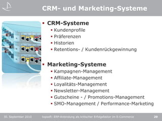 Eigen-entwicklungEigen-entwicklungEigen-entwicklungHinter den grossen Onlineshops stecken mächtige ERP Systemetopsoft: ERP-Anbindung als kritischer Erfolgsfaktor im E-Commerce