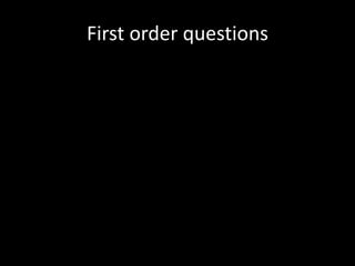 First order questions
 