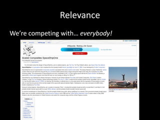 Relevance
We’re competing with… everybody!
 