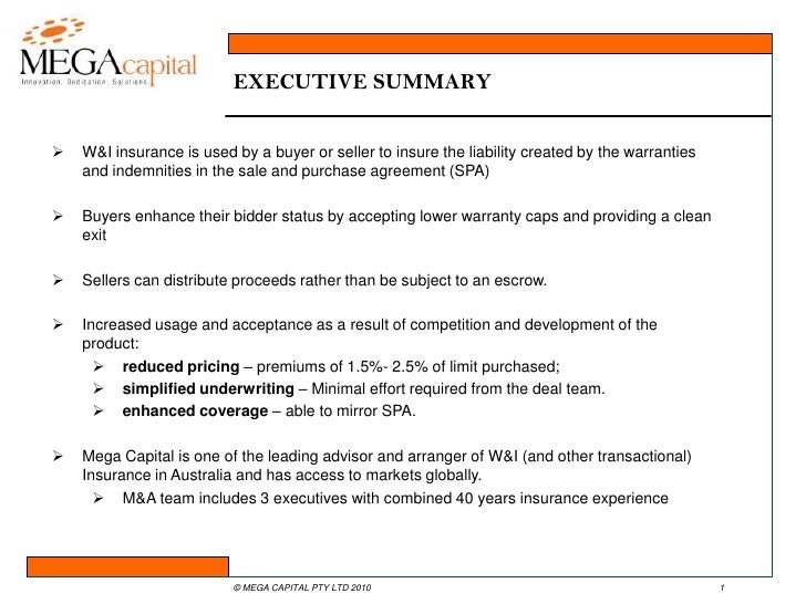 Warranty Indemnity Insurance For Financial Sponsors