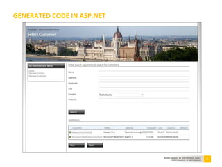 65BEING SMART AT ENTERPRISE AGILE
©2010 Capgemini. All Rights Reserved
GENERATED CODE IN ASP.NET
 