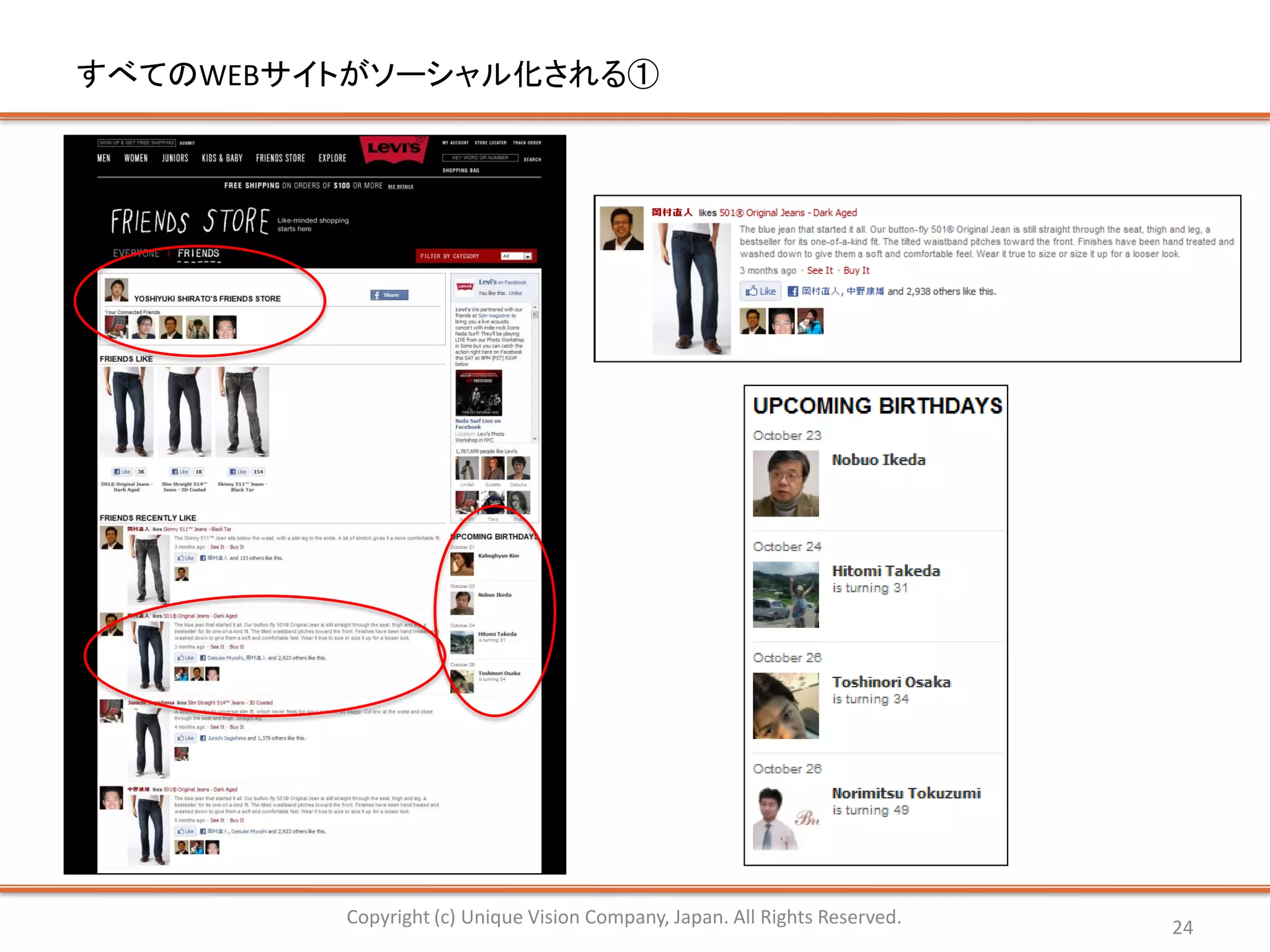 すべてのWEBサイトがソーシャル化される①

   あ




         Copyright (c) Unique Vision Company, Japan. All Rights Reserved.   24
 
