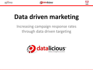 Data driven marketing
Increasing campaign response rates
through data driven targeting
 
