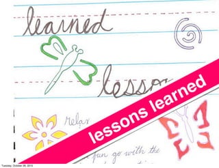 lessons learned
Tuesday, October 26, 2010
 