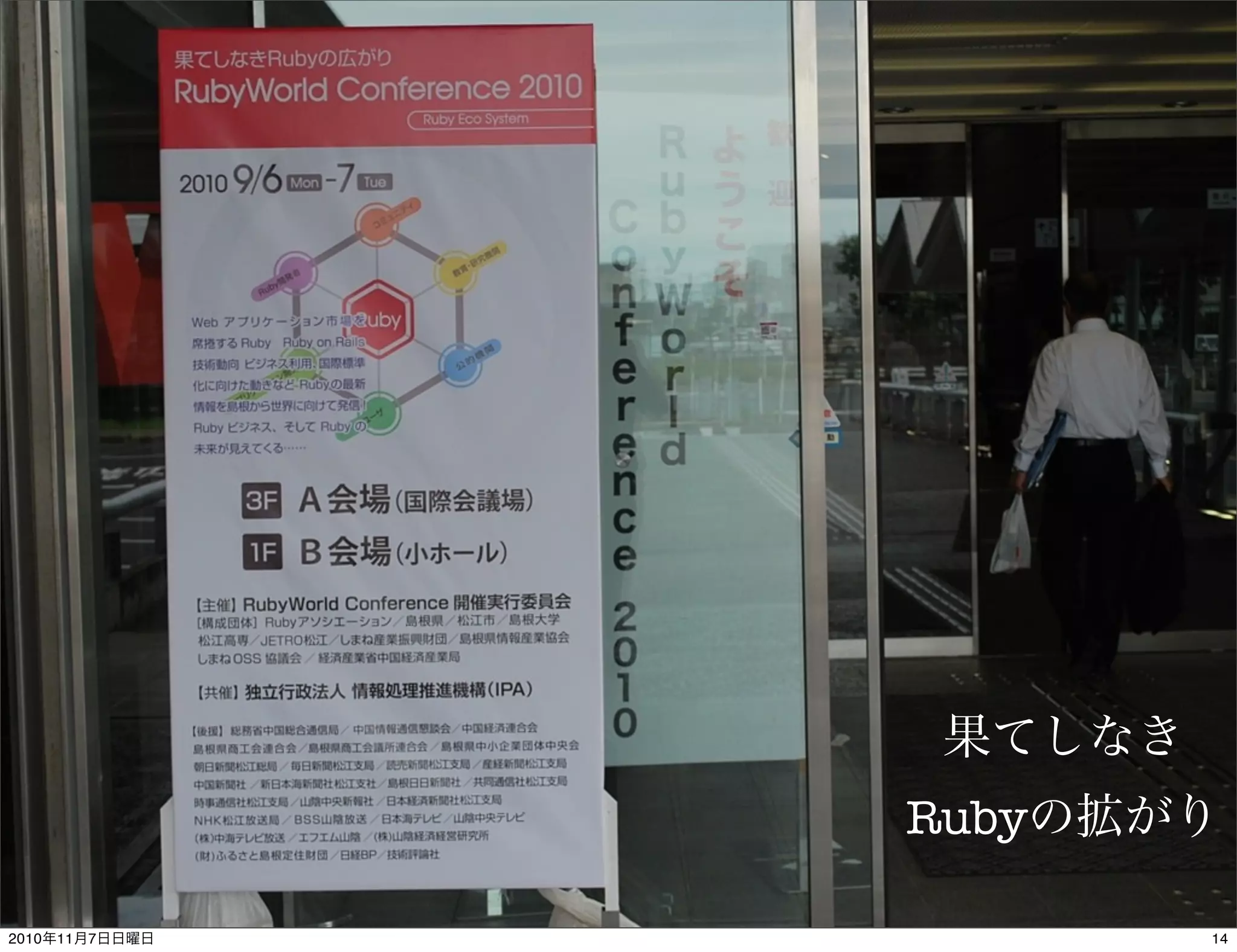 果てしなき
Rubyの拡がり
142010年11月7日日曜日
 