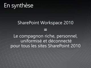 SharePoint Saturday France : SharePoint Workspace 2010