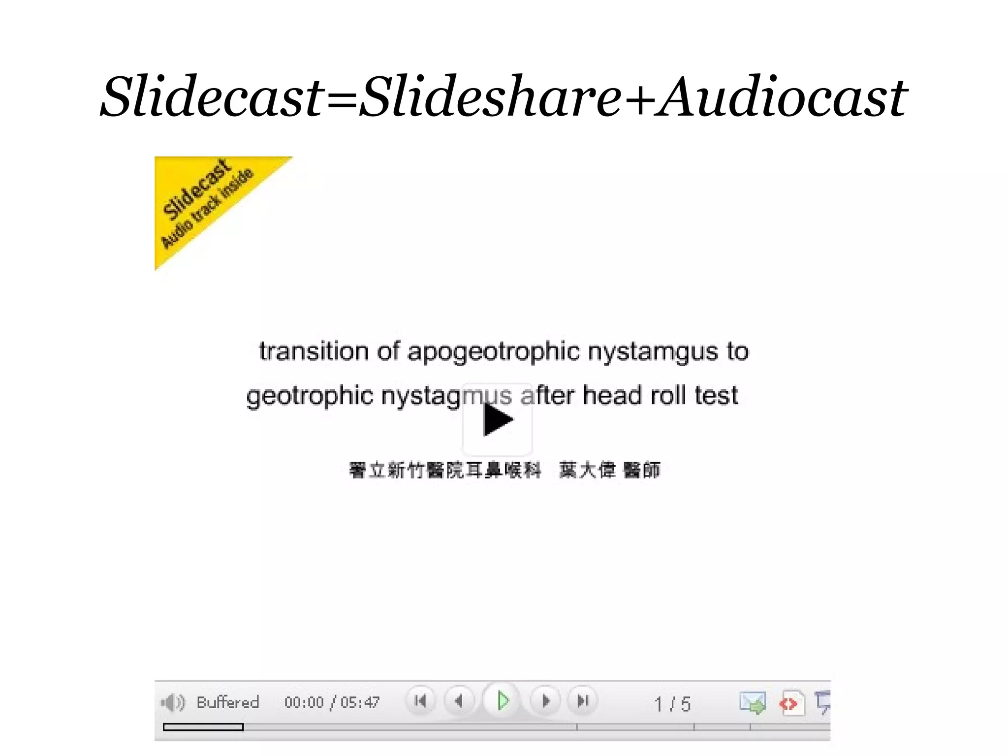 Slidecast=Slideshare+Audiocast
 