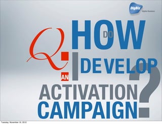 IACTIVATION
CAMPAIGN
Q
:
HOWDO
DEAN
?
VELOP
Tuesday, November 16, 2010
 