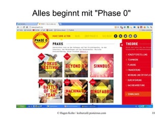 Alles beginnt mit "Phase 0"




      © Hagen Kohn / kulturcafé.posterous.com   18
 