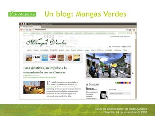 Taller de Dinamizadores de Redes Sociales
Tenerife, 24 de noviembre de 2010
Un blog: Mangas Verdes
 