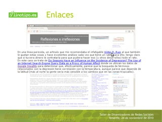 Taller de Dinamizadores de Redes Sociales
Tenerife, 24 de noviembre de 2010
Enlaces
 