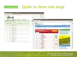 Taller de Dinamizadores de Redes Sociales
Tenerife, 24 de noviembre de 2010
Quién la tiene más larga
 
