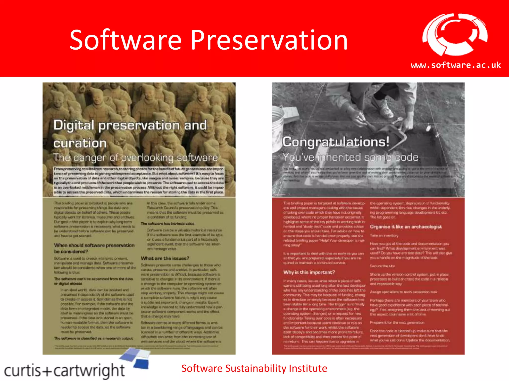 Builds on existing collaborations and experience from OMII-UK and EPCCWhat the SSI doesWork in collaboration with research groups in many subjects within the UK to improve key research software online materials (tutorials, guides)
